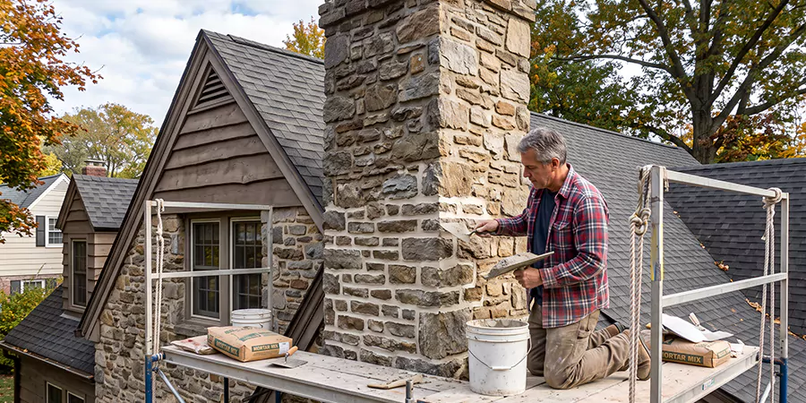 Tuckpointing Stone Chimney Marlboro
