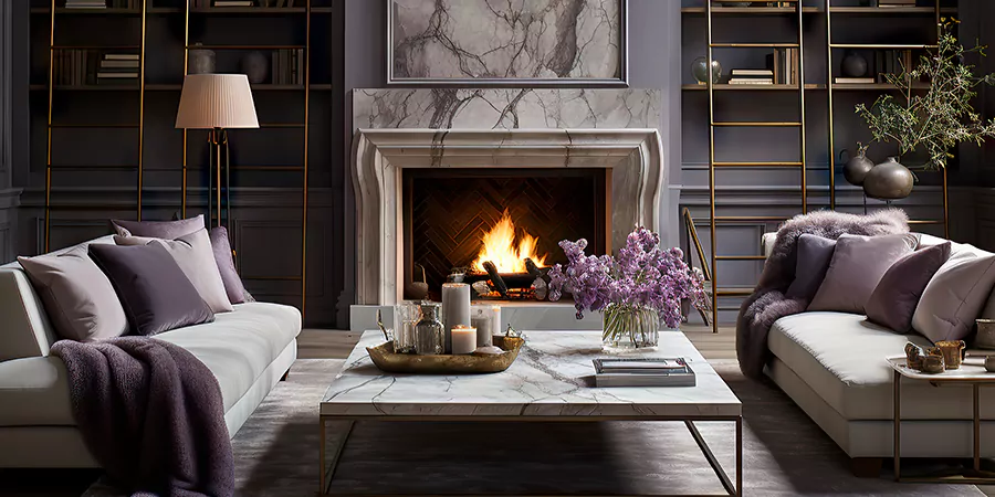 Modern Tile and Stone Fireplace Design Marlboro
